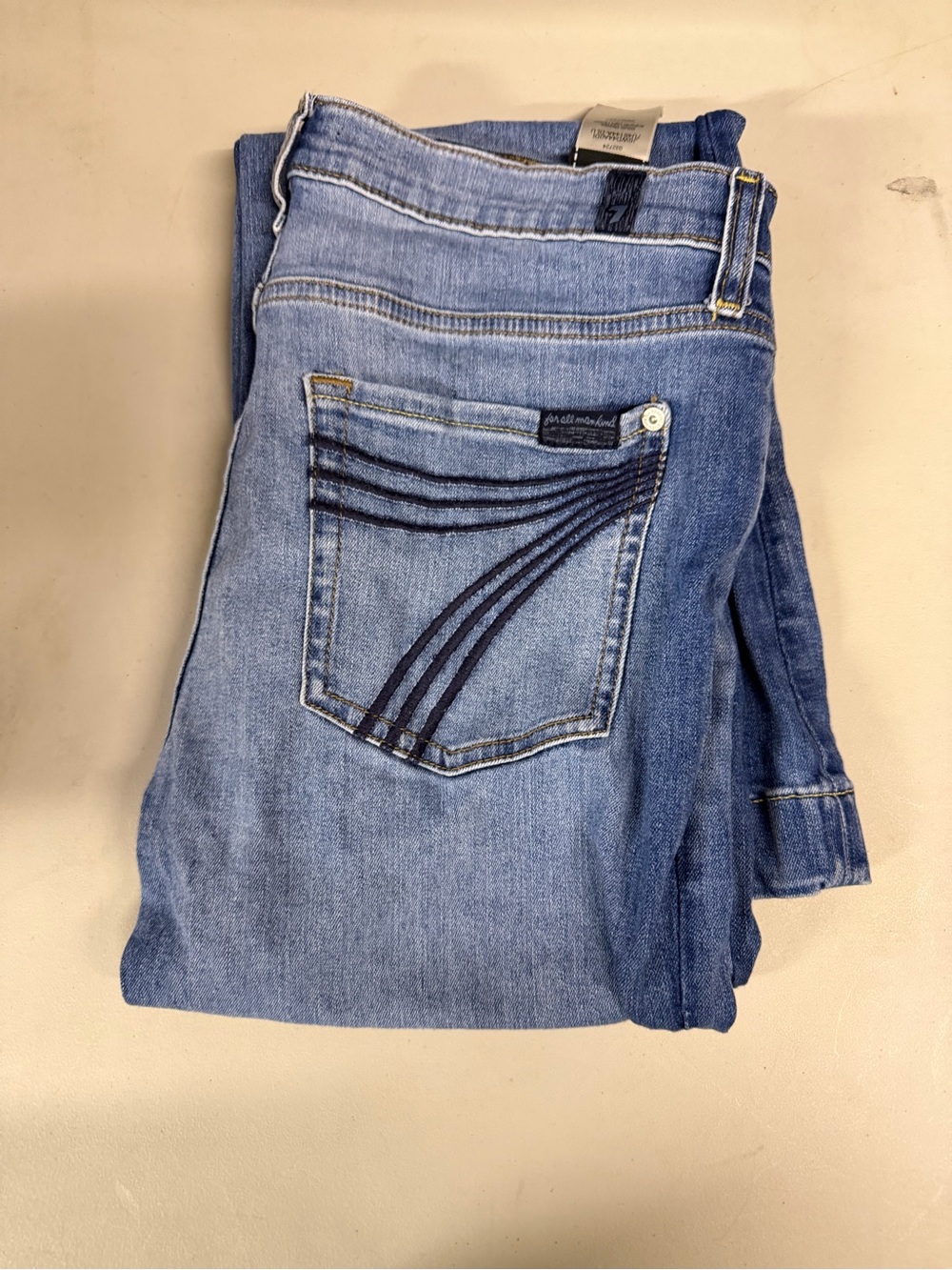 7 fmk Dojo 31 light denim with 7 stitch